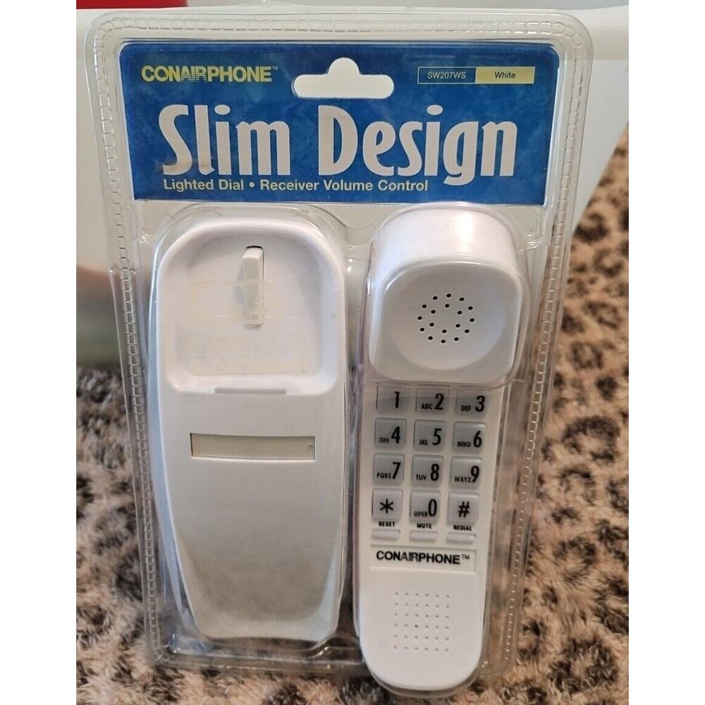 Vintage Conair Phone Slim Design Lighted Dial Desk/Wall Mount Phone - SW207WS
